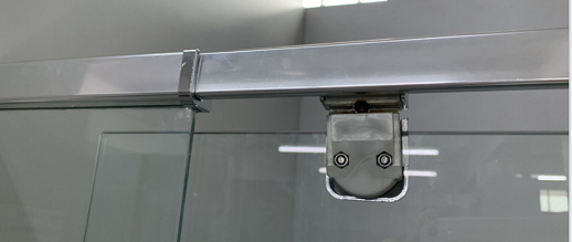 pivot hinge with screws through glass